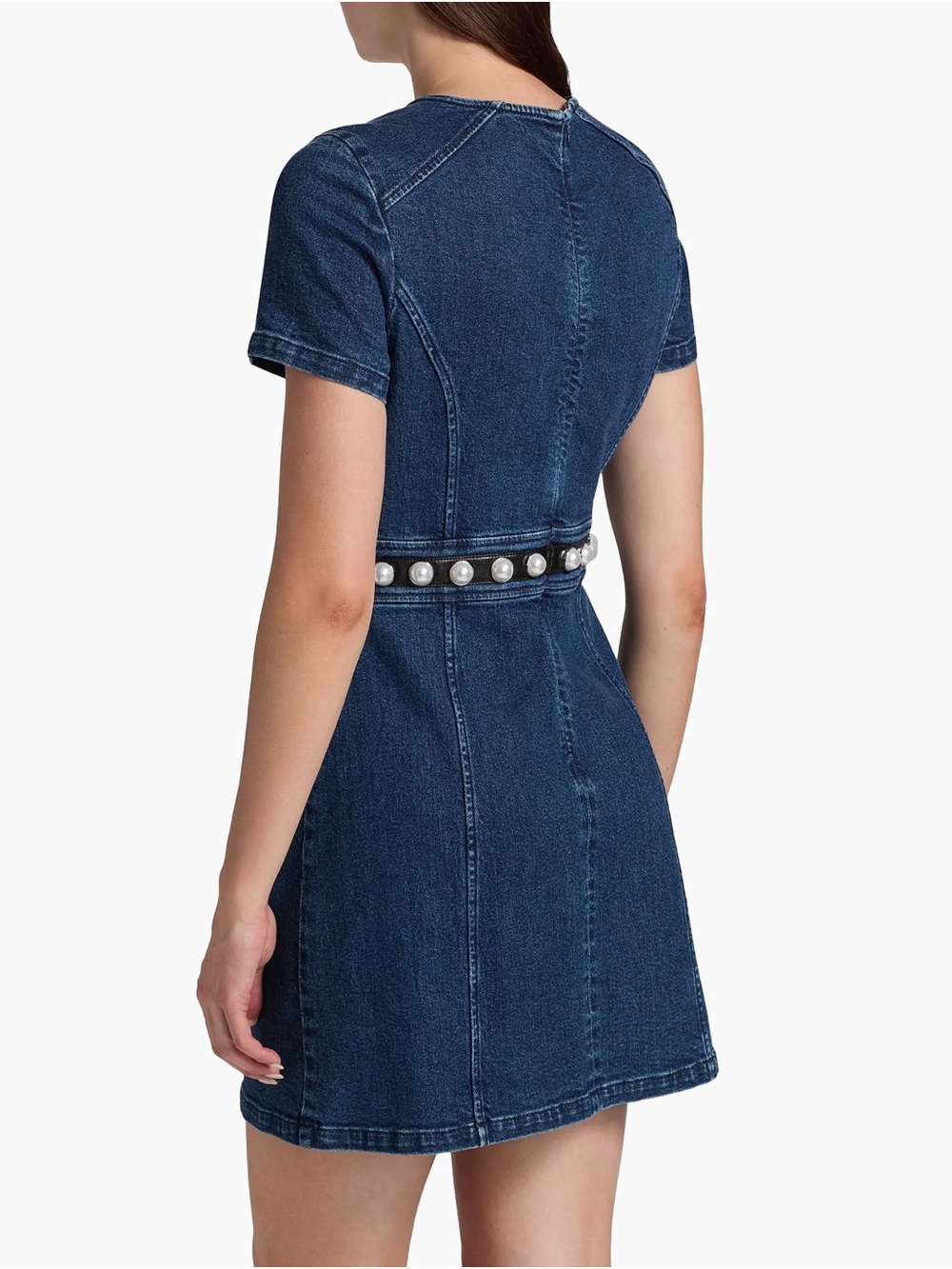 Cinq à Sept Giana Denim Pearl-Embellished Minidress size 0 - Picture 5 of 12